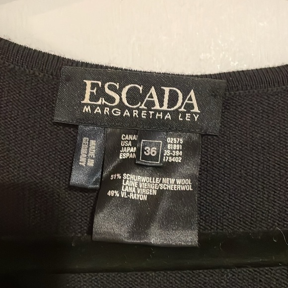 Escada Margaretha Ley Black wool blend knit dress with decorative sleeves Sz 36 - Picture 3 of 8